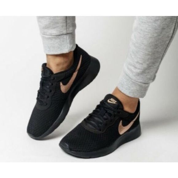Nike | Shoes | Nike Tanjun Black Rose Gold Running Sneakers Shoes Size 8 |  Poshmark